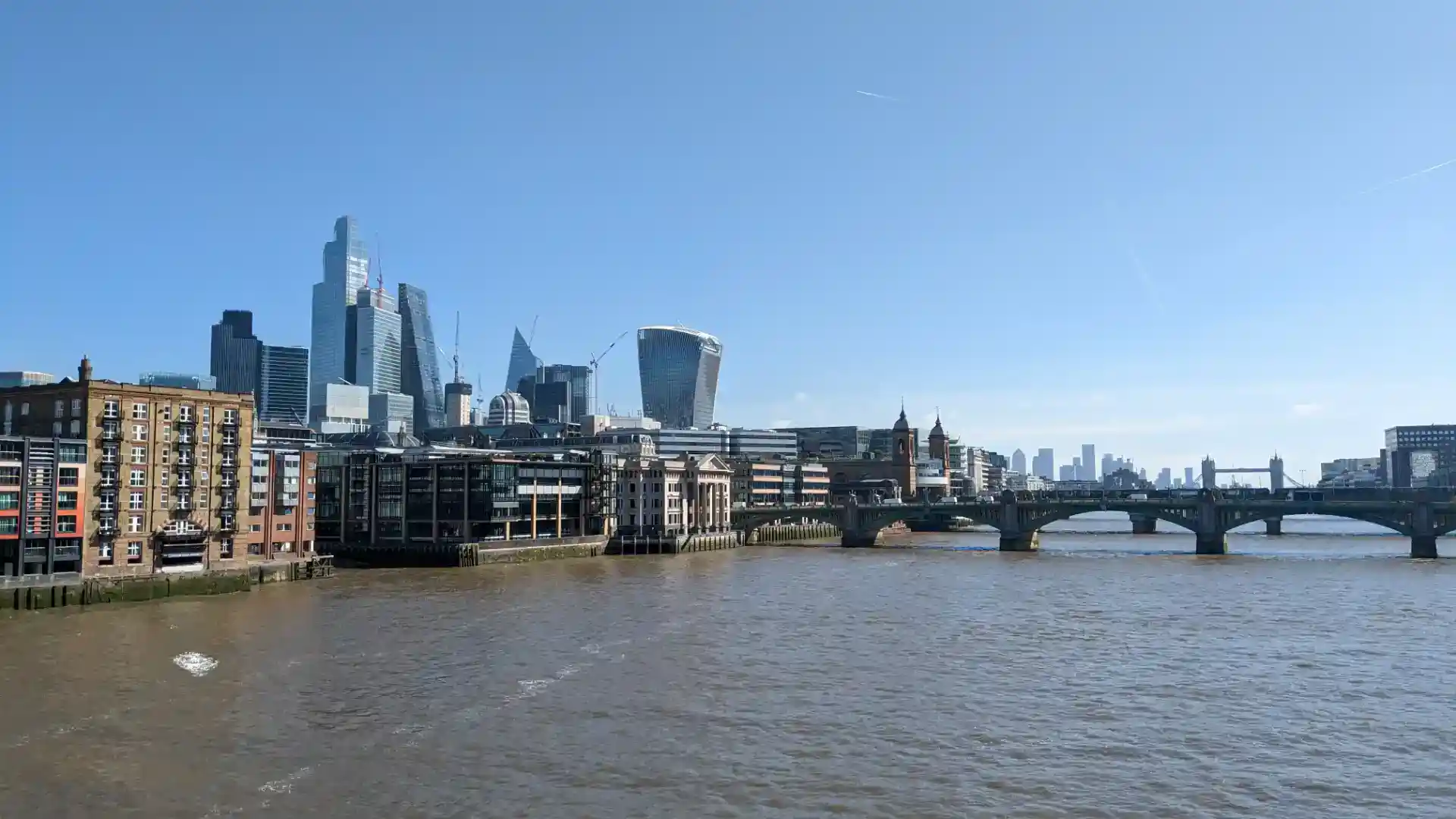 London's Financial District Skyline from the River Thames